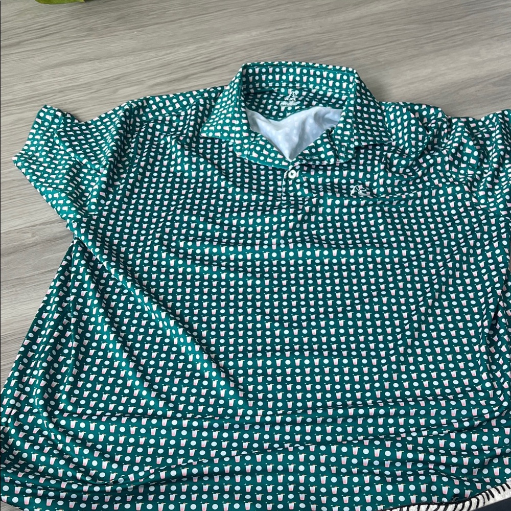 Rhoback Green and White Polo Shirt